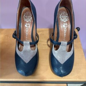 Jeffrey Campbell Ibiza Last Blue Mary Jane Block Heels Size 7